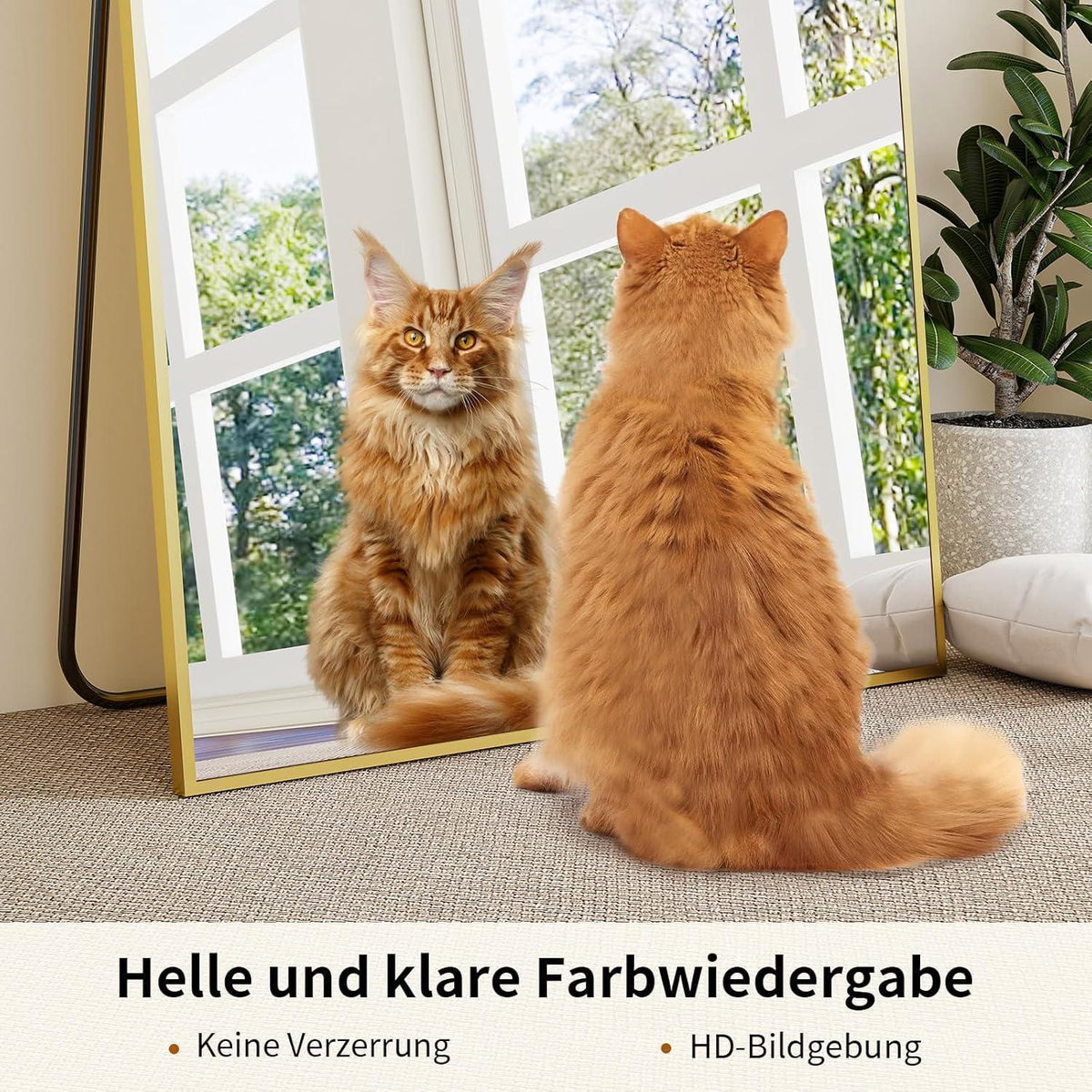 Großer Standspiegel 180x76 cm – Schwarz oder Gold | Wandspiegel mit Ständer