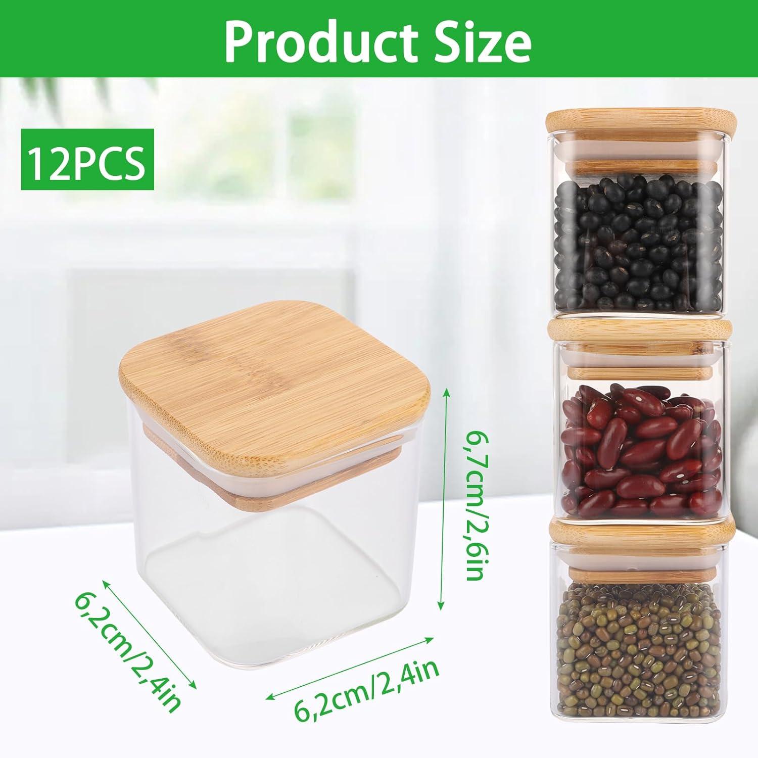 12er Set Stapelbare Gewürzgläser 150ml Glas mit Holzdeckel
