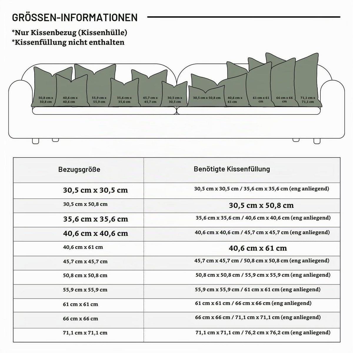 Einfarbiger Kissenbezug Leinen 30x50 cm - Graugrün