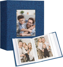 Fotoalbum 10x15 Klein Leinen Cover 100 Fotos Blau 2er Pack