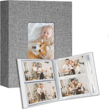 Fotoalbum 10x15 Leinen Cover Frontfenster Einsteckalbum 200 Fotos Grau