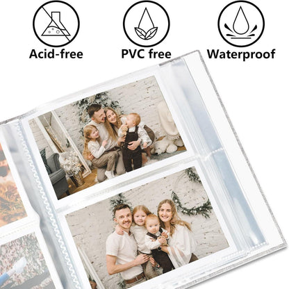 Fotorahmen Leinen Cover 2er-Pack 10x15 Fotos 200 Aufbewahrung Grau