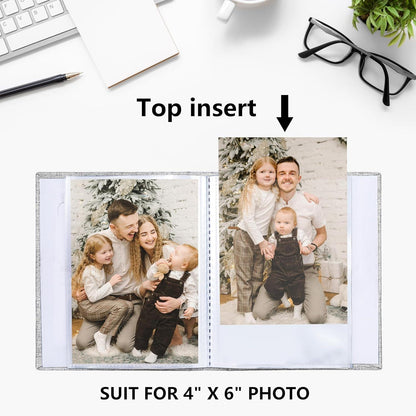 Fotoalben 2er Pack 10x15 Einsteckalbum Leinen Cover Frontfenster Schwarz