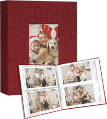 Fotoalben 10x15 200 Fotos Leinen Cover Frontfenster Rot