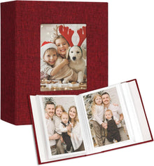 Fotoalbum Set 10x15 Fotos 2er Pack Leinen Cover Frontfenster rot