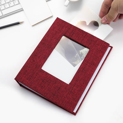 Fotoalbum Set 10x15 Fotos 2er Pack Leinen Cover Frontfenster rot