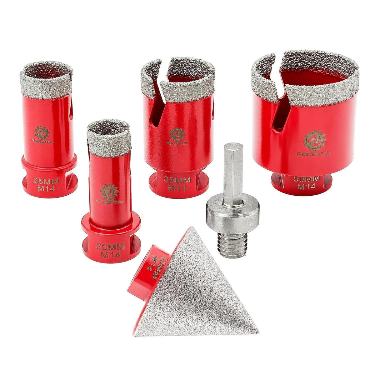 Fliesenbohrer Set Diamant 6-teilig mit Fasenbohrer & Adapter