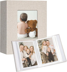 Fotoalbum 2er Pack 10x15 Bilder Leinen Cover Frontfenster Beige