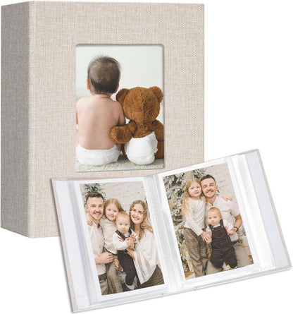 Fotoalbum 2er Pack 10x15 Bilder Leinen Cover Frontfenster Beige