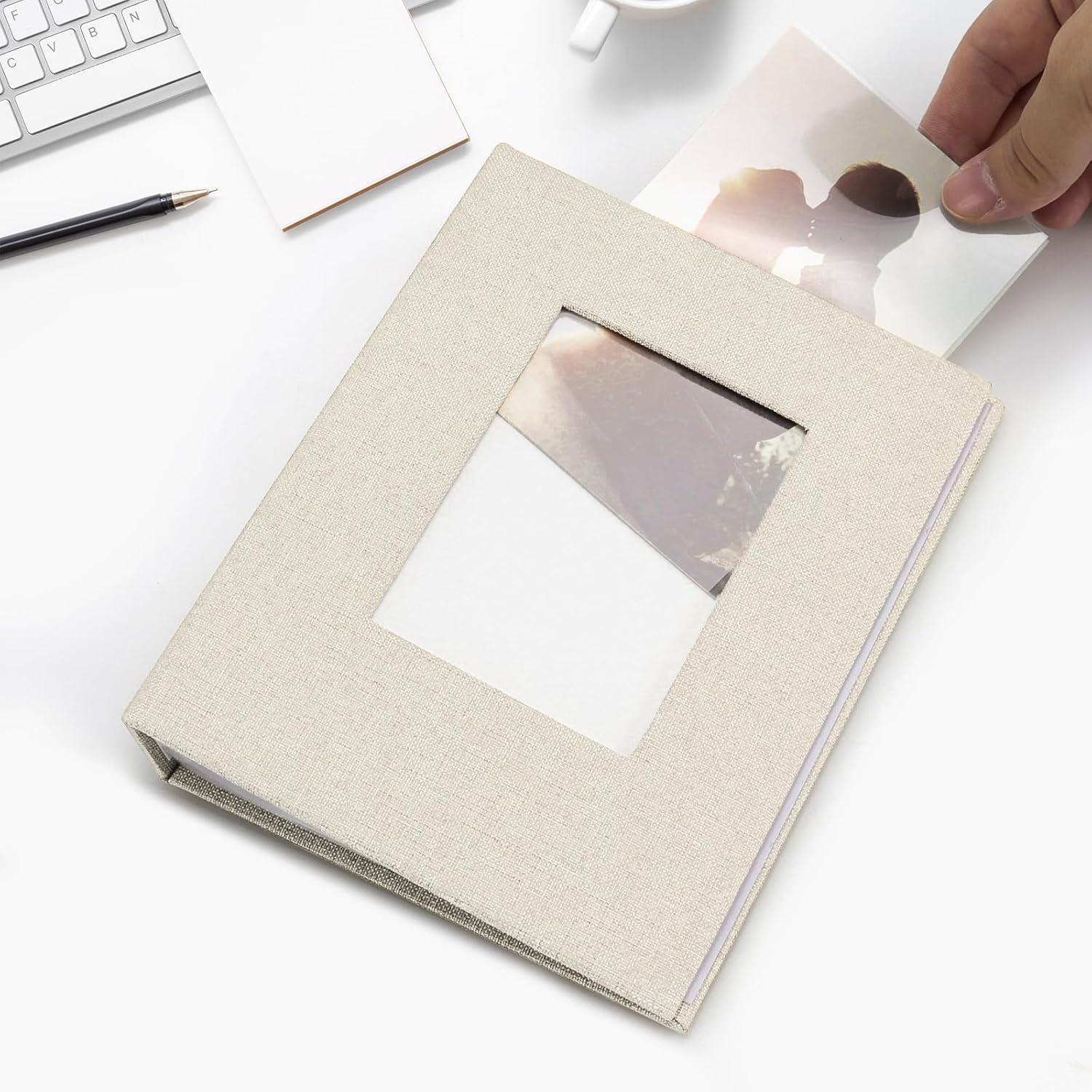 Fotoalbum 2er Pack 10x15 Bilder Leinen Cover Frontfenster Beige