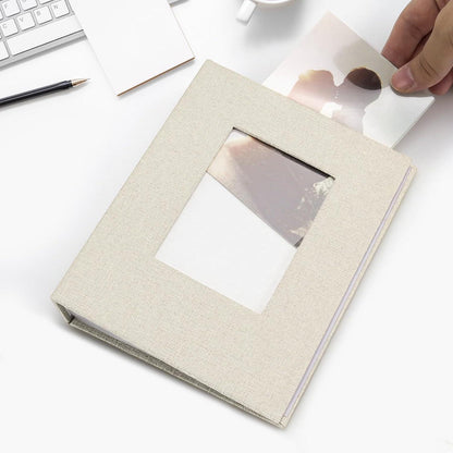 Fotoalbum 2er Pack 10x15 Bilder Leinen Cover Frontfenster Beige