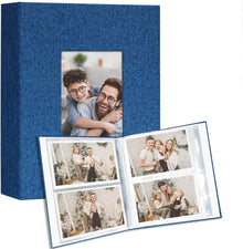 Fotoalbum 10x15 2er Pack Leinen Cover Frontfenster 100 Taschen Blau