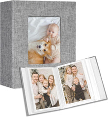 Fotoalbum 10x15 Fotos 2er Pack Leinen Cover Frontfenster Grau