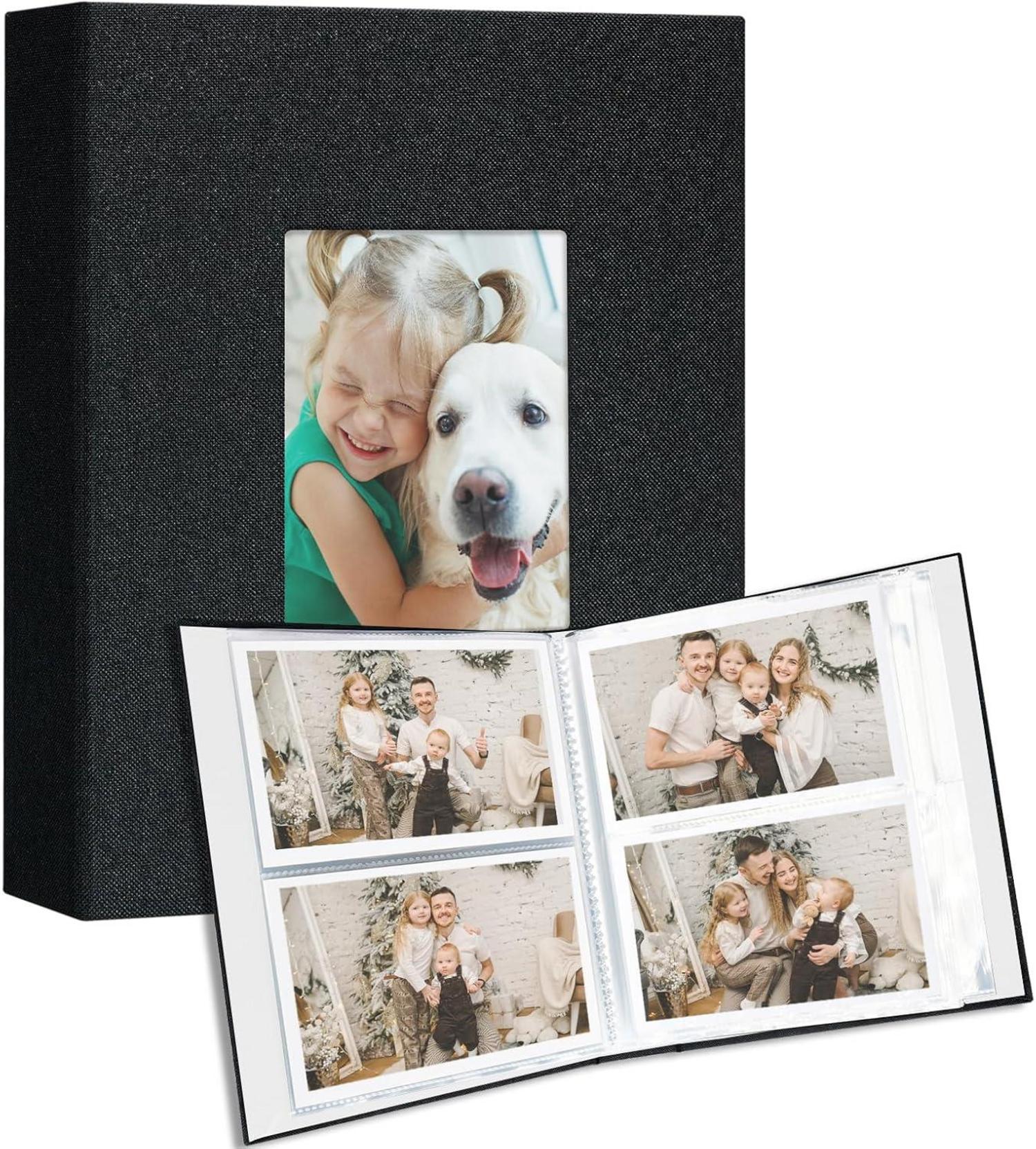 Fotoalbum 10x15 Schwarz 2er Pack Leinen Cover Frontfenster 200 Fotos