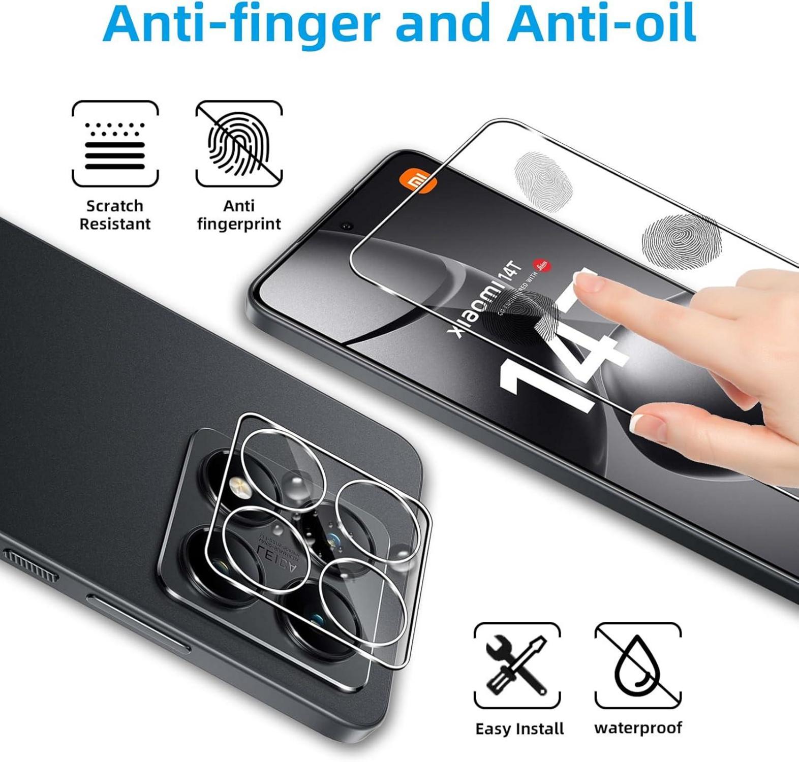 QULLOO Xiaomi 14T Panzerglas 2 Stück Screen + Kameraschutz