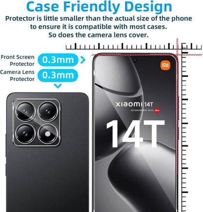 QULLOO Panzerglas Xiaomi 14T 2 Stück Screen Kameraschutzfolie Transparent-5