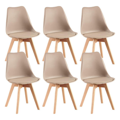 Skandinavische Esszimmerstühle 6er Set, Khaki