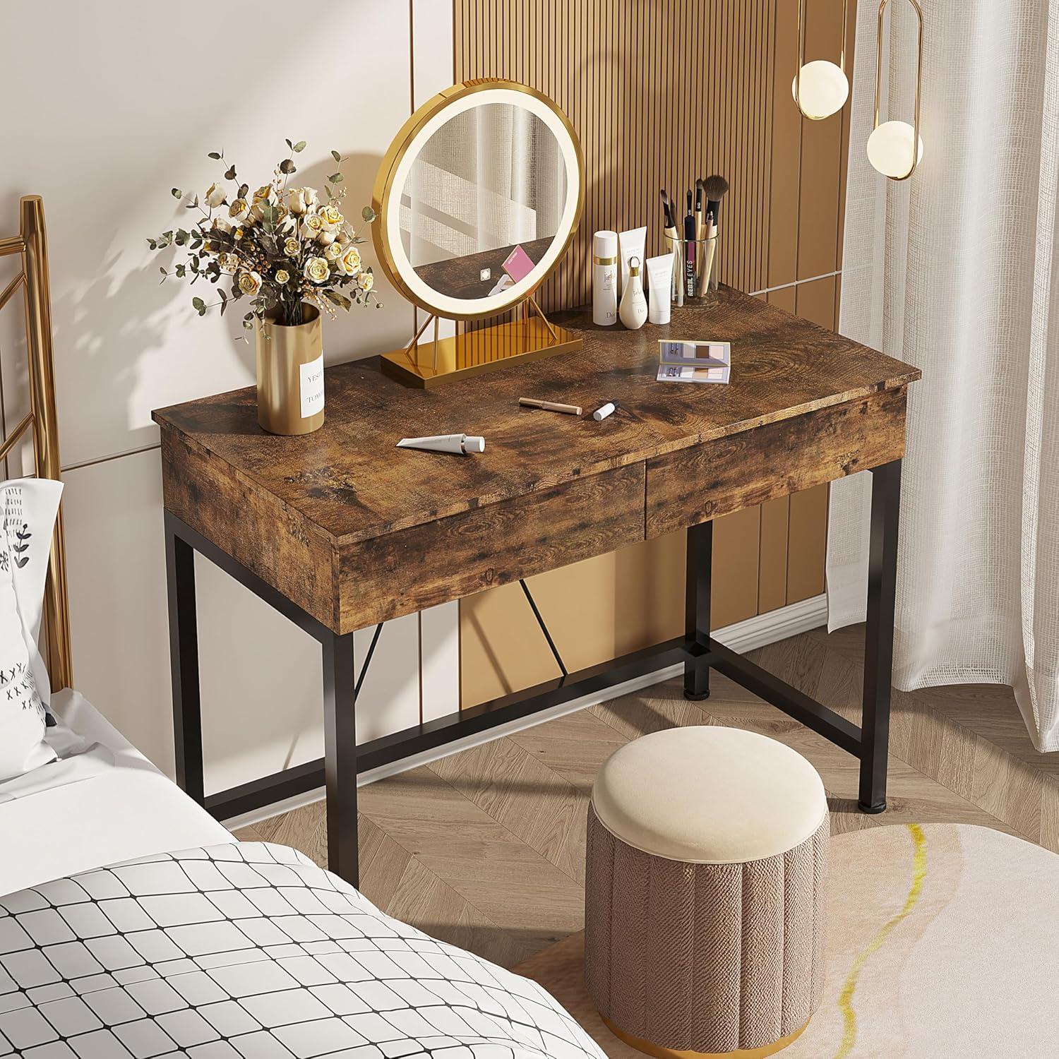 CAIYUN Schreibtisch mit 2 Schubladen, Home Office