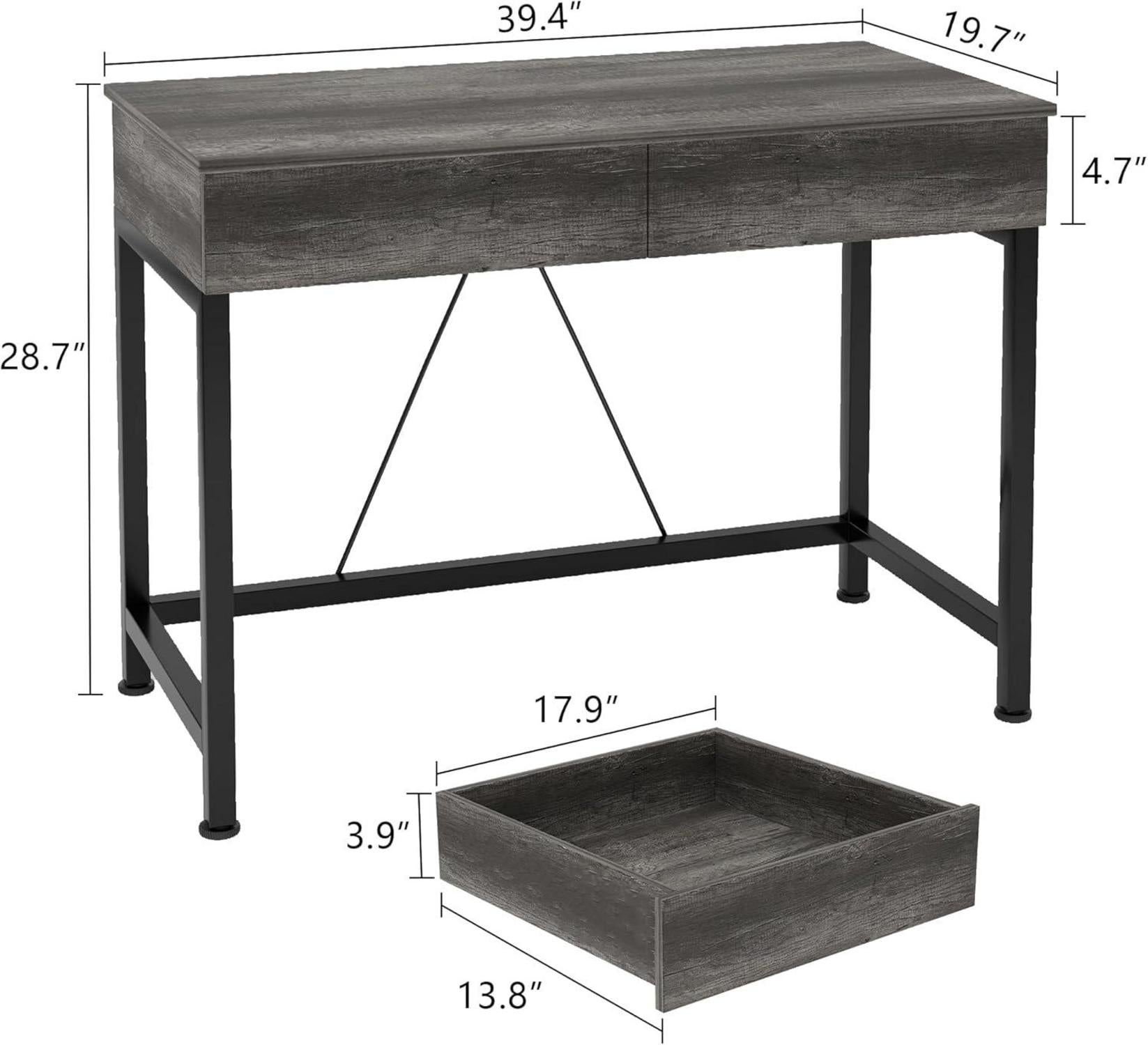 Schreibtisch mit Holzschubladen und Lagerung 100x50x73cm