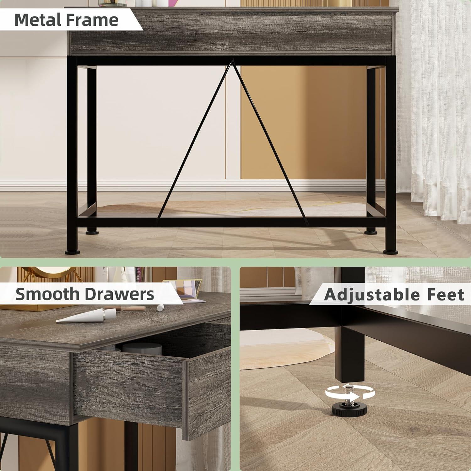 Schreibtisch mit Holzschubladen, Home Office Computertisch, einfacher moderner