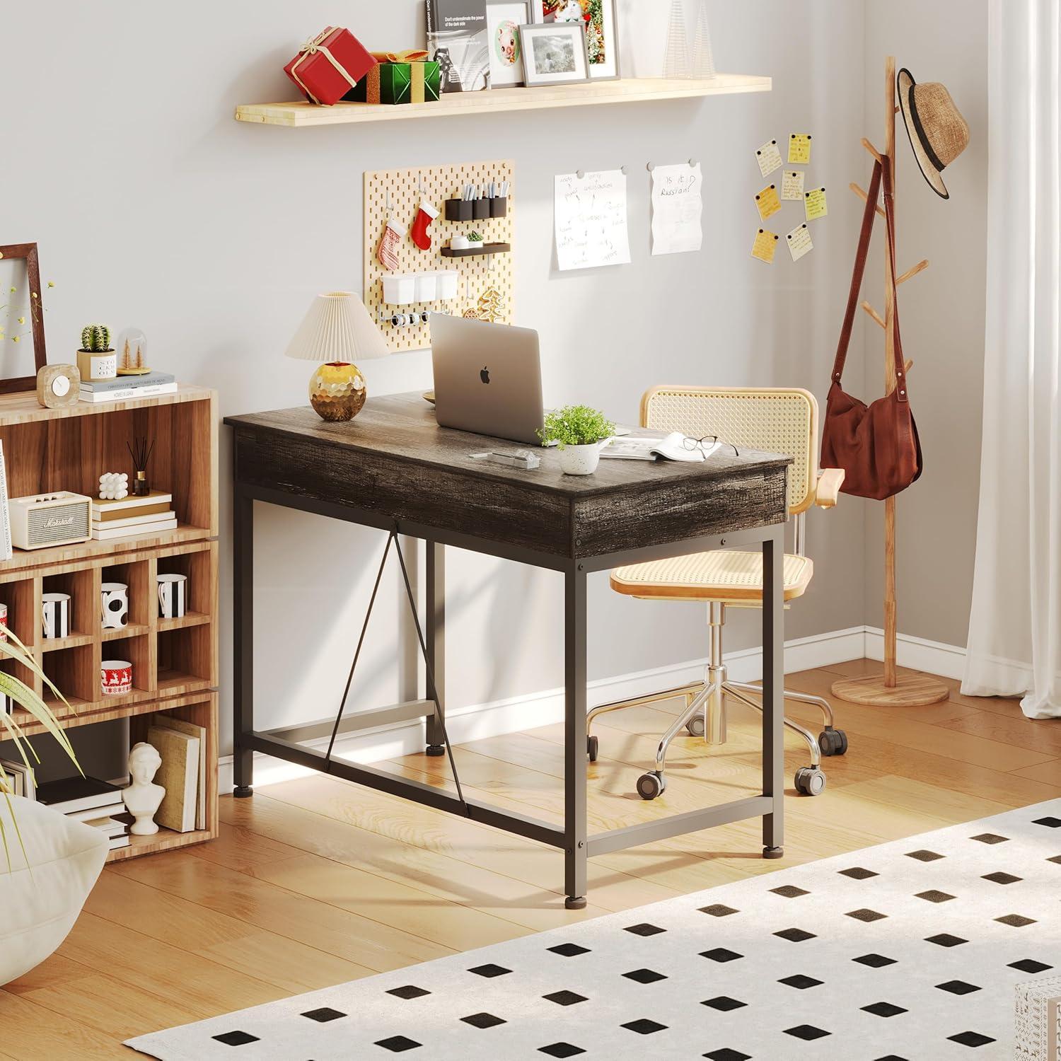 Schreibtisch mit Holzschubladen, Home Office Computertisch, einfacher moderner