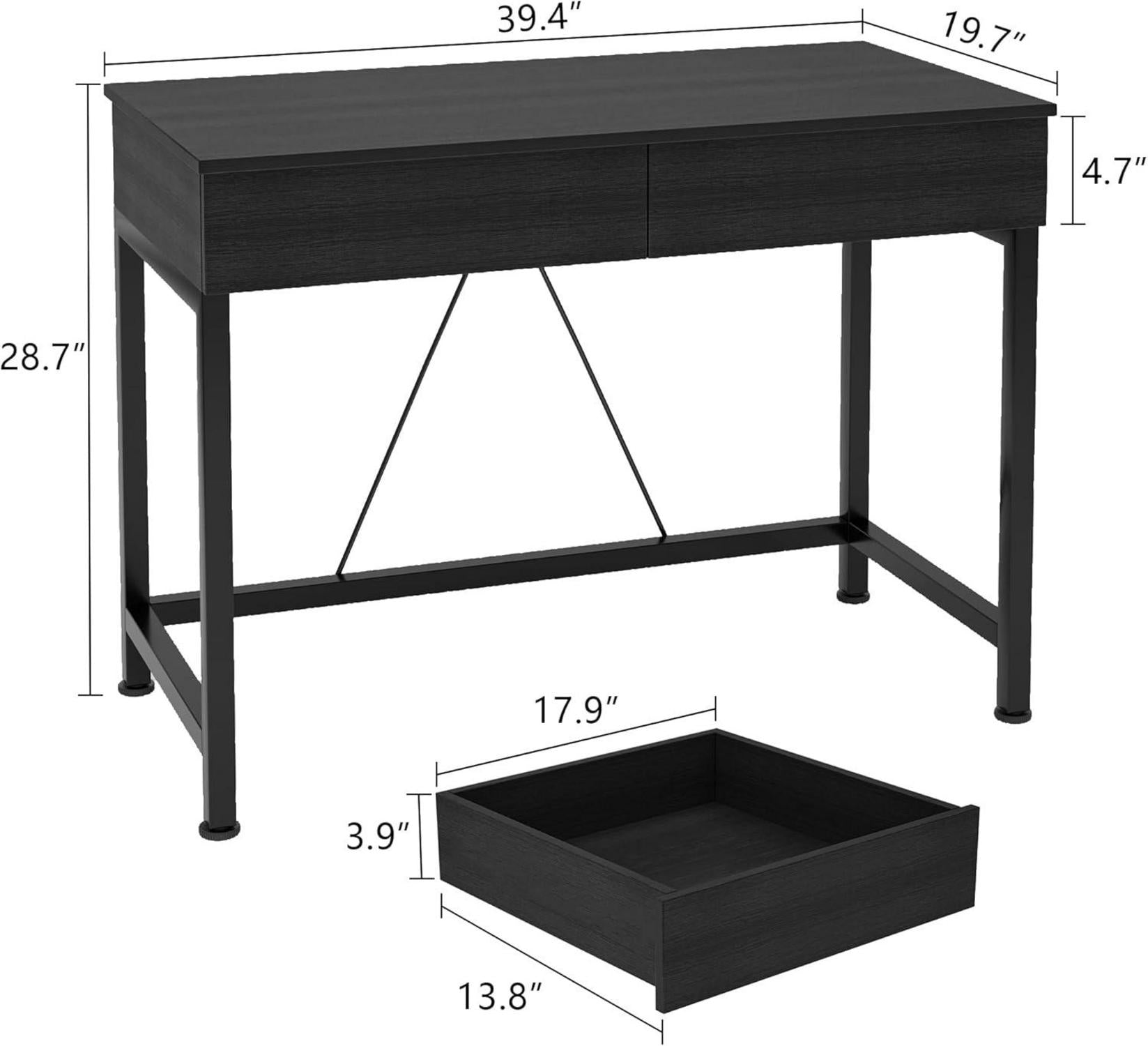 Schreibtisch mit 2 Schubladen Holz Arbeitsplatz Bürotisch