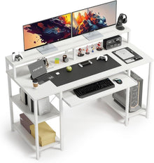 Schreibtisch mit Tastaturablage und Monitorständer