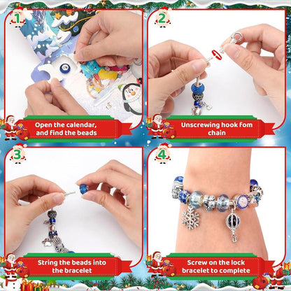Adventskalender Schmuck Mädchen 24 DIY Charm Armbänder Kit