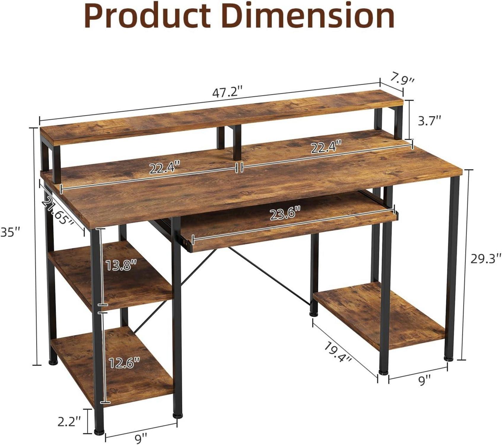 Schreibtisch mit Tastaturablage und Monitorständer