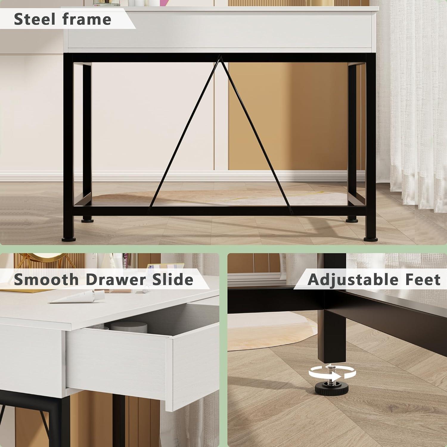 Schreibtisch mit Holzschubladen und