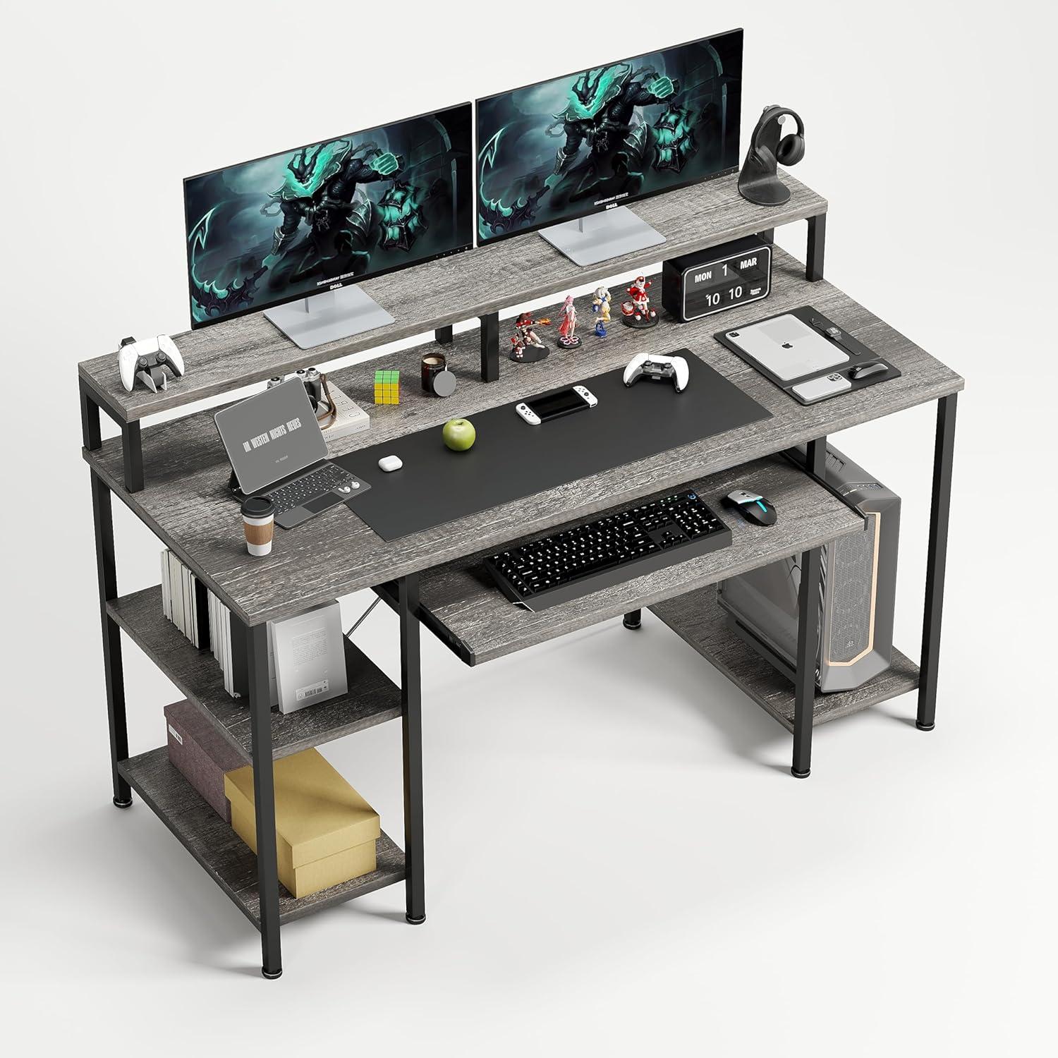 Schreibtisch Gaming-Computertisch mit Tastaturablage & Monitorständer