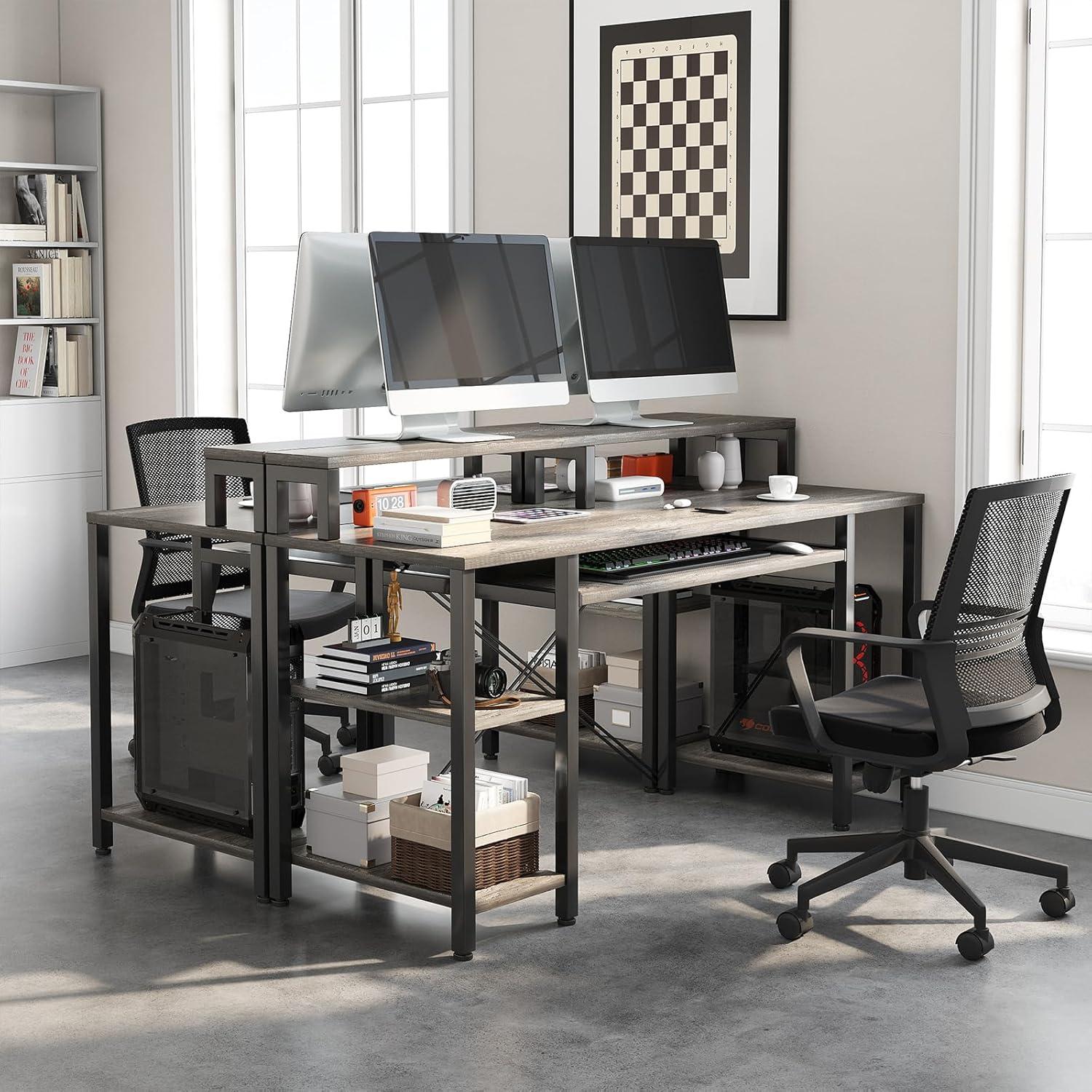 Gaming Schreibtisch mit Tastaturablage 120 cm Eiche Bürotisch