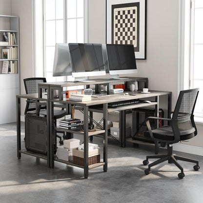 Gaming Schreibtisch mit Tastaturablage 120 cm Eiche Bürotisch