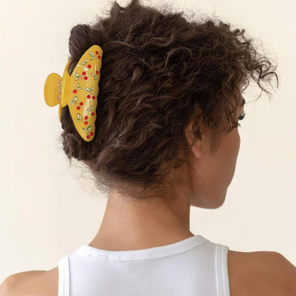 Gelbe Kirschmuster Acryl-Haarklammer für Damen