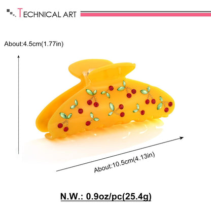 Gelbe Kirschen Haarklammer Acryl für Damen – Vielseitig und elegant