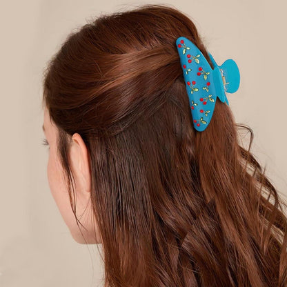 Türkise Haarspange Kirschdekor Strasssteine Acryl Damen Frisur