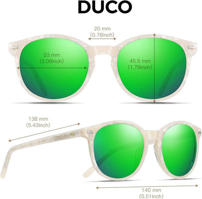 Polarisierte Retro Sonnenbrille UV400 Schutz Acetat Rahmen weiß-grüne