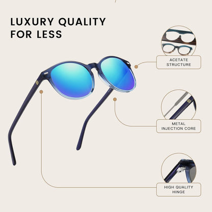 DUCO Retro Polarisierte Damen Sonnenbrille Blau UV400 Acetat 1230