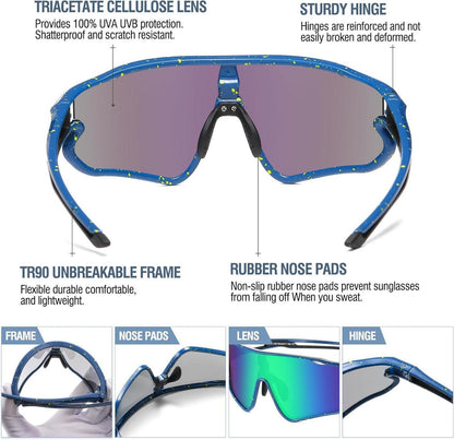 Kinder Sport Sonnenbrille UV400 TR90 Rahmen DK268 Navy Blau Tempel