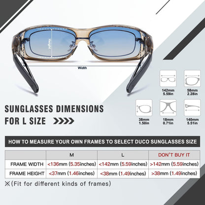 Polarisierte Überbrille UV400 Schutz Wrap Around Blau Linse
