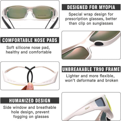 DUCO Polarisierte Sonnenbrille Wrap Around Überbrille UV400 Schutz L Größe