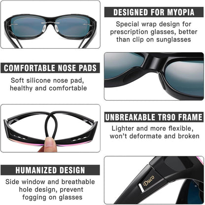 Polarisierte Überbrille UV400 Schutz Wrap Around Schwarz Rahmen Lila