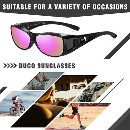 DUCO Polarisierte Sonnenbrille Überbrille UV400 Schutz Schwarz M Größe
