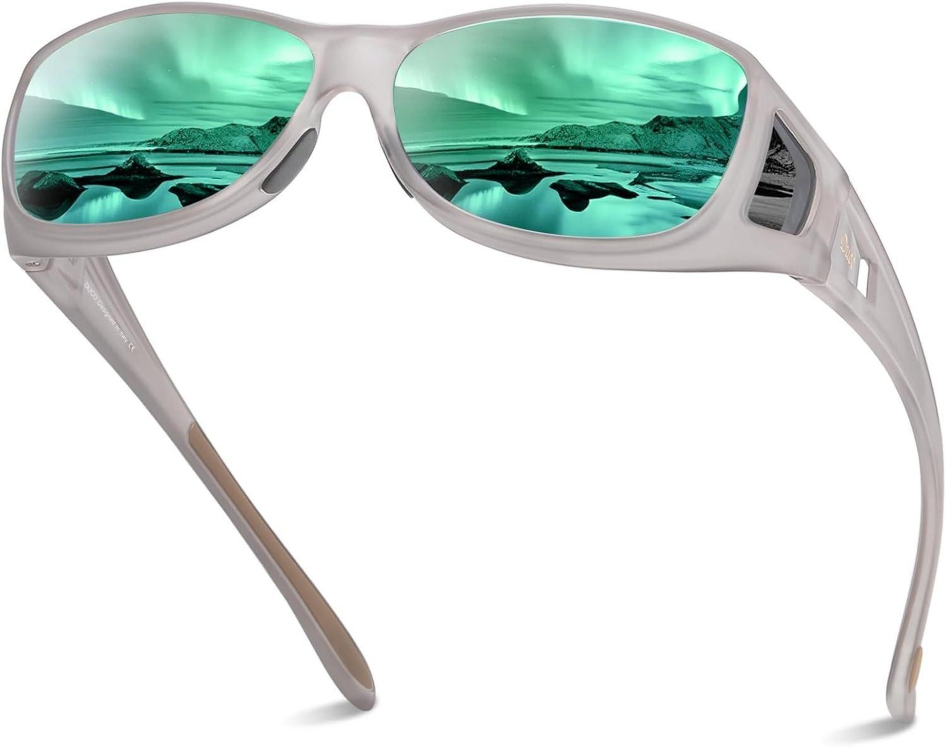 Polarisierte Überbrille UV400 Schutz Grün Linse Transparent Grau