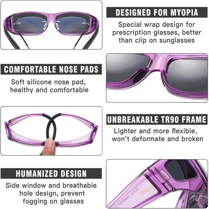 Polarisierte Sonnenbrille mit UV400-Schutz und Überbrille für
