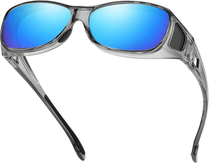 Polarisierte Sonnenbrille UV400 Schutz Wrap Around Clear Grau Rahmen