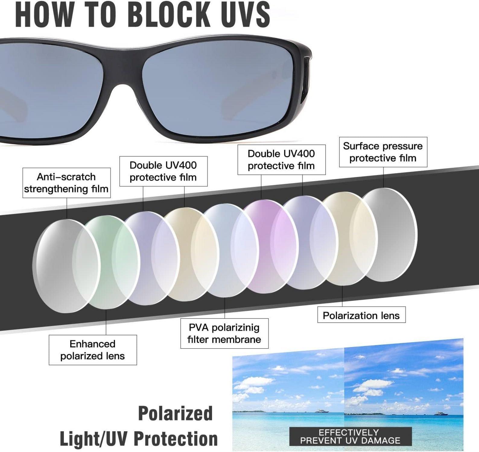 Polarisierte Überbrille für Brillenträger Schwarz/Gelb UV400 Schutz 5,35 Zoll