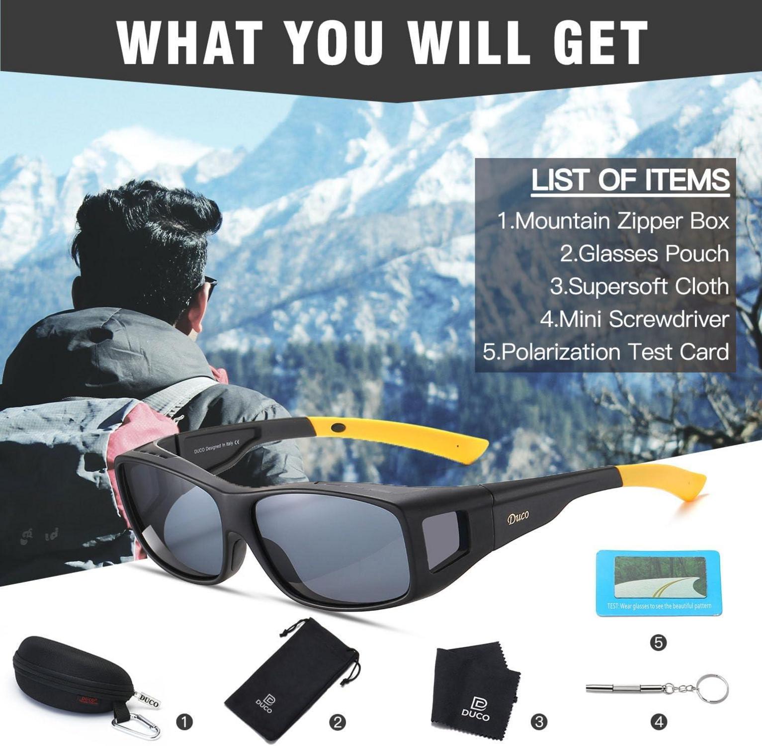 Polarisierte Überbrille für Brillenträger Schwarz/Gelb UV400 Schutz 5,35 Zoll