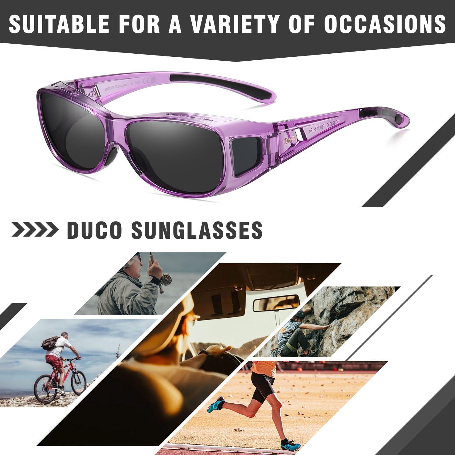 DUCO Polarisierte Überbrille UV400 Schutz für Brillenträger M Größe Clear Lila
