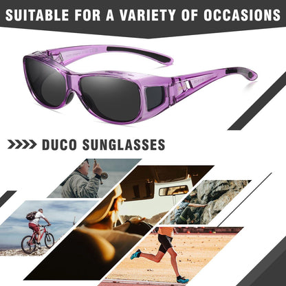 DUCO Polarisierte Überbrille UV400 Schutz für Brillenträger M Größe Clear Lila